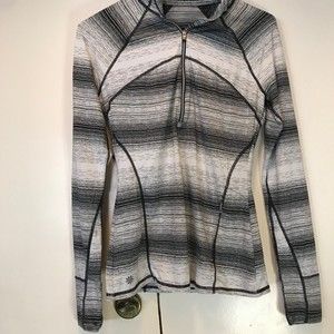 ATHLETA Running Wild Half Zip Pull over Stripe Shirt Top Size xs